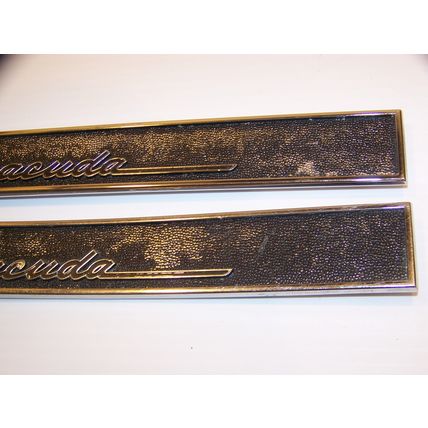 1965 1966 PLYMOUTH BARRACUDA DOOR PANEL EMBLEMS OEM #2571292
