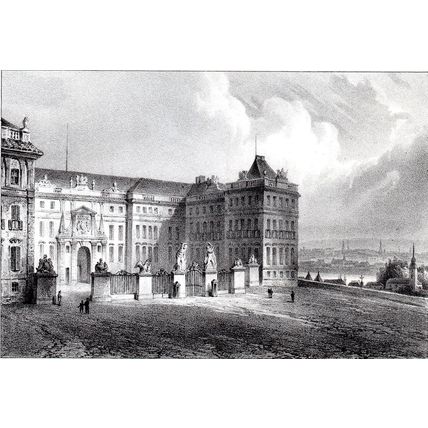 PLACE DU PALAIS DU HRADSCHIN A PRAGUE 1834 Charles Achille d'Hardivillier PRINT