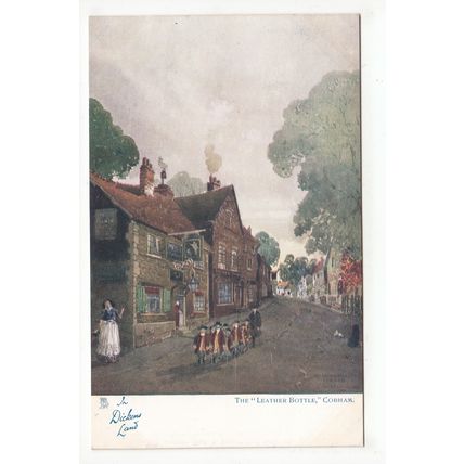 The Leather Bottle Cobham Tucks In Dickens Land Art Postcard 1164