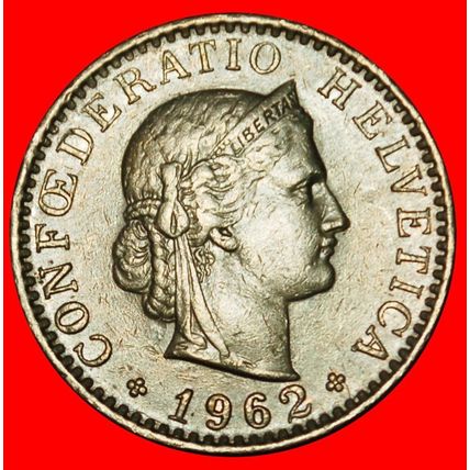 Ⰶ LIBERTY (1881-2025): SWITZERLAND★20 RAPPEN 1962B DIES 1+A★LOW START★NO RESERVE