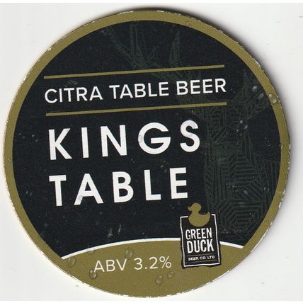 UNUSED KEG CLIP FRONT - GREEN DUCK BEER CO - KING'S TABLE
