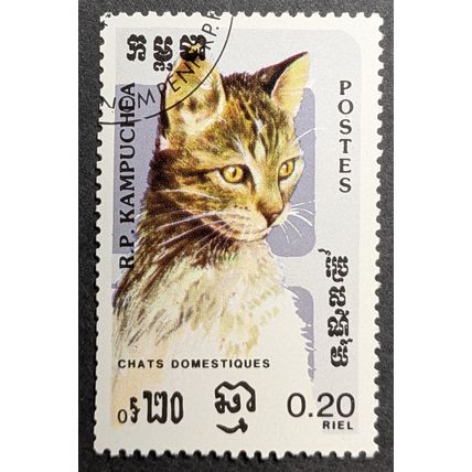 STAMP Cambodia SG624 1985 20c Domestic Cats Used