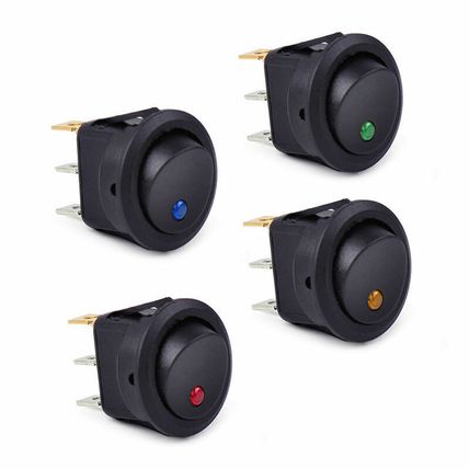 4x Led Dot Toggle Switch 12v Blue Green Red Amber UK based seller ON/OFF Round