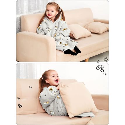 KFUBUO Wearable Blanket Hoodie for Kids Toddlers Sherpa Blanket Sweatshirt with