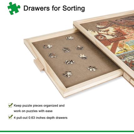 ALL4JIG 1500 Piece Rotating Puzzle Board with Drawers and Cover,25"X34"Portable