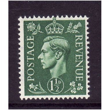 GREAT BRITAIN 1950 SG505 1 1/2d PALE GREEN UM #3