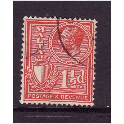 MALTA 1930 SG 196 1 1/2d ROSE RED FINE USED #3