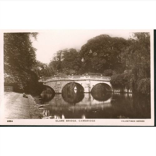 Valentine's Vintage British Postcard - Clare Bridge, Cambridgeshire