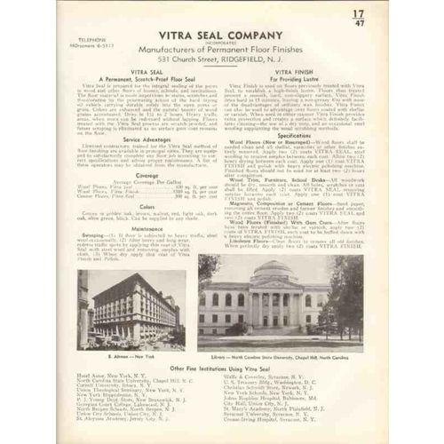 vitra seal company 1938 permanent floor finishes vintage catalog