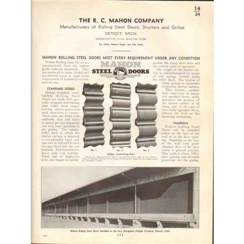 r c mahon company 1938 rolling steel doors grilles vintage catalog