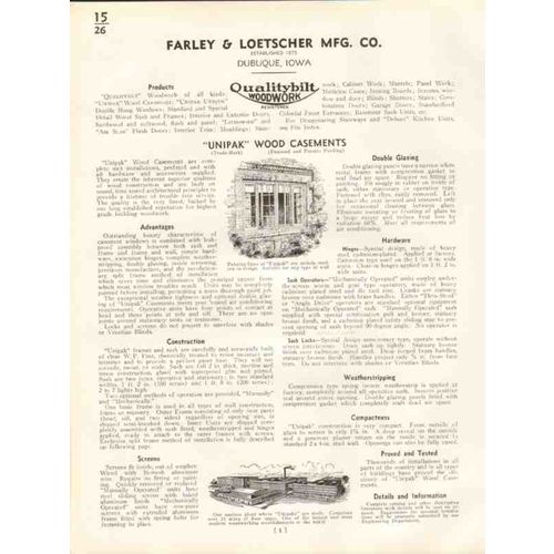 farley loetscher mfg company 1938 unipak wood casement vintage catalog