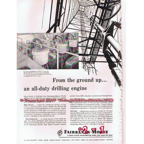 FAIRBANKS-MORSE 1955 oil gas well drilling from ground up vintage ad