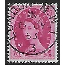 SG 525: 8d. magenta Definitive Stamp: Queen Elizabeth II, wmk. Tudor Crown