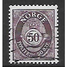 NORWAY 1893 POST HORN TYPE D 50 ORE PURPLE SG 531B FINE USED#