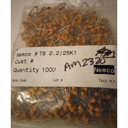 Lot of 1000: NEMCO TB 2.2/25K1 Tantalum Capacitors