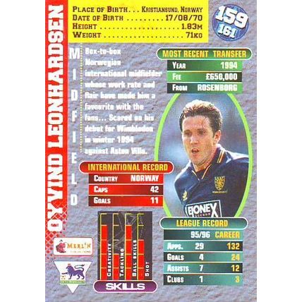 Merlin Premier Gold English Premier League 1996/97 Oyvind Leonhardsen
