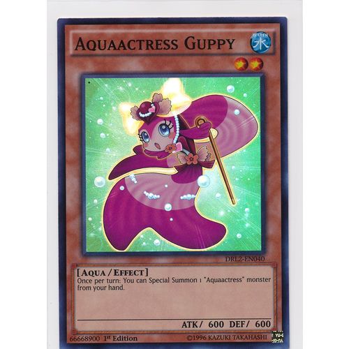 YuGiOh Dragons of Legend 2 DRL2-EN040 Aquaactress Guppy Super Rare 1st Edition