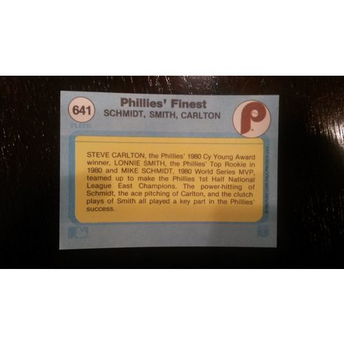 1982 Fleer Card # 641 Phillies' Finest Philadelphia Phillies