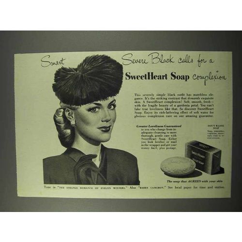 1945 SweetHeart Soap Ad - Smart Severe Black