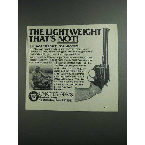 1984 Charter Arms Bulldog Tracker .357 Magnum Gun Ad