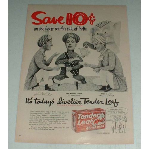Vintage Tender Leaf Tea Ad, Art Linkletter, Jack Bailey