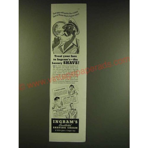 1938 Ingram's Shaving Cream Ad - Treat your face to Ingram's - the Luxury Shave