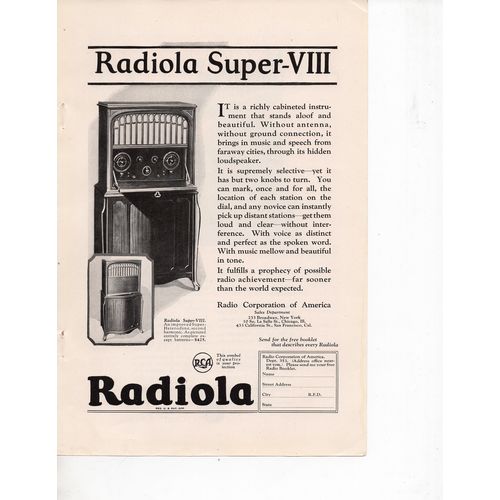 Radioal Super VIII Home Radio vintage magazine Print Ad March 1924