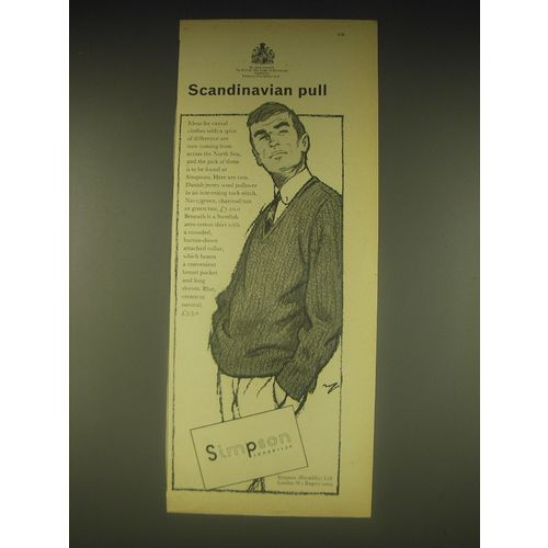 1962 Simpson Ad - Danish Jersey Wool Pullover and Swedish Aero Cotton Shirt
