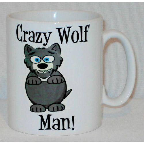Crazy Wolf Man Mug Can Personalise Funny Animal Lover Zoo Keeper Werewolf Gift