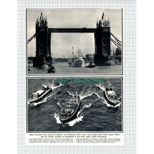 (X42) Norwegian Royal Yacht NORGE Tower Bridge King Haakon - 1951 Clip