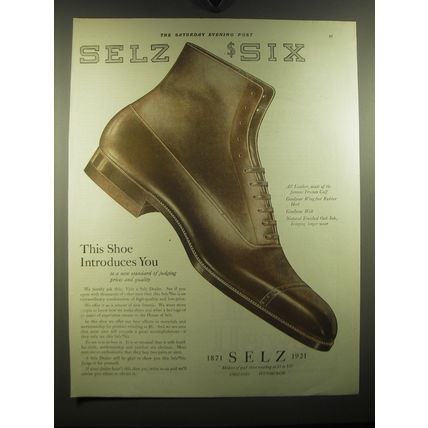 1921 Selz Six Shoe Advertisement