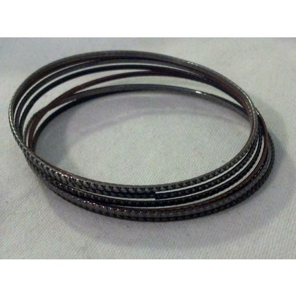 Bangle Bracelet Mixed Lot of 7 Multi Toned Metal Bracelets Copper Ribbed 2-3/4"