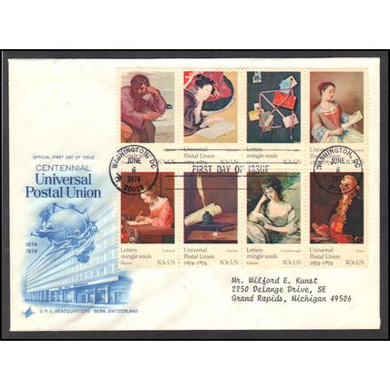 FDC Art Craft 1530-1537 10c Postal Union (Cachet-Typed/A) Box0416