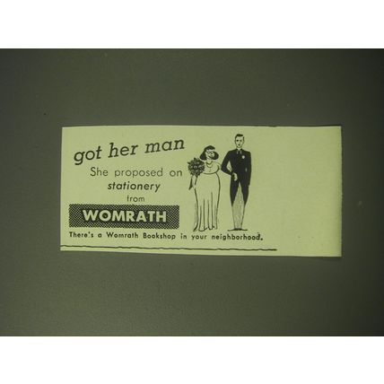 1948 Womrath Bookshop Ad - Got her man
