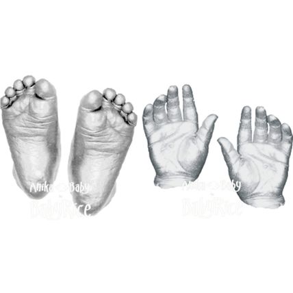 New Baby Casting Kit Gift Shabby Chic Cream Frame Silver Paint Feet Hands Casts