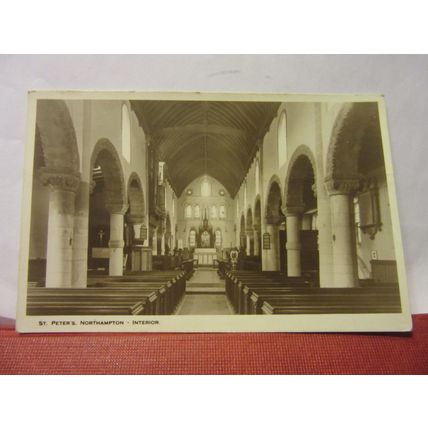 ST. PETER'S CHURCH, NORTHAMPTON used postcard RP 1950s pm =