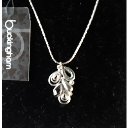 New. Silver coloured pendant with rhinestones.
