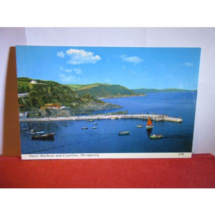 OUTER HARBOUR, MEVAGISSEY. unused postcard by Harvey Barton A7K =