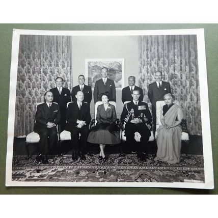 Photograph Queen Elizabeth II Prince Phillip & Vijaya Lakshmi Pandit Diplomat