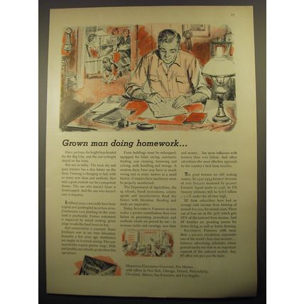 1956 Successful Farming Magazine Ad - Grown man doing homework