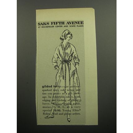 1957 Saks Fifth Avenue Terry Robe Advertisement - Gilded Terry