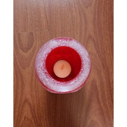 NEW Holiday Spirit Geode Red 4" Votive Tealight Handmade Art Glass, 215562-RD-HT