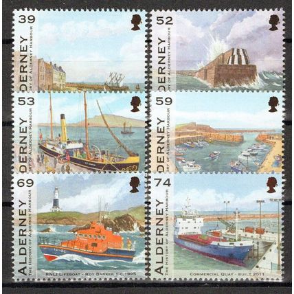 Alderney 446-451 MNH Alderney Harbor Lifeboat Ships ZAYIX 1223M0125M