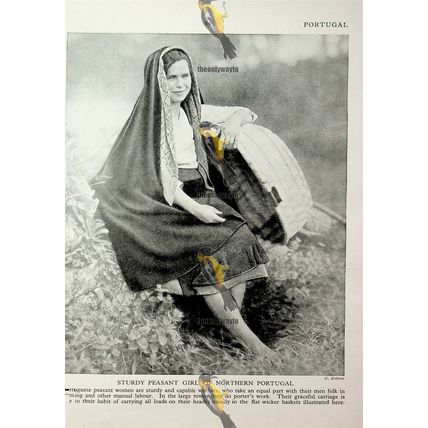 Girl From N Portugal (Oporto Market & Douro On Back), Book Illustration, c1920
