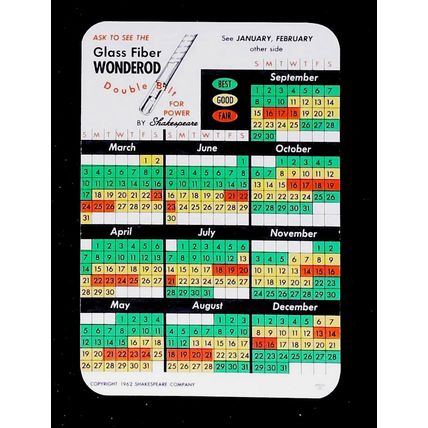 Vintage SHAKESPEARE COMPANY Fishing Calendar 1963