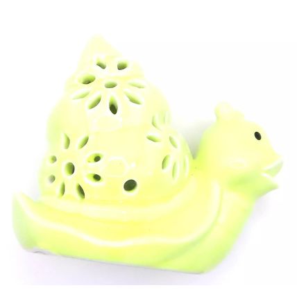 Green Ceramic Snail Figurine Ornament Smiling 10 CM Great Gift Figurine Decor