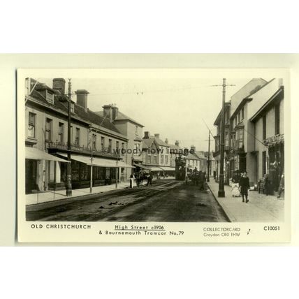 pp1277 - Old Christchurch - High Street & Bournemouth Tramcar - Pamlin postcard
