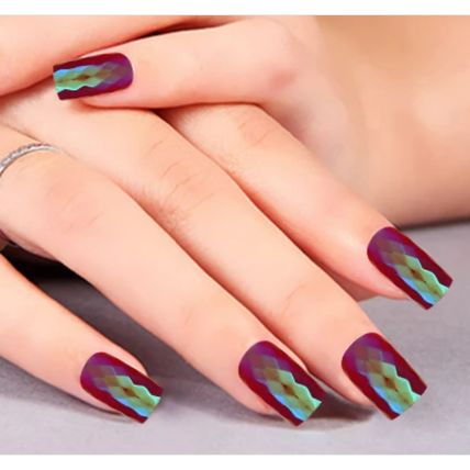 100 False Nails Mosaic Clear Short Medium Square Press on Full Cover Artificial
