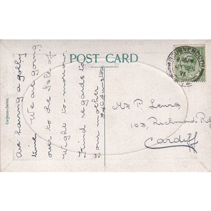 B555 BOURNEMOUTH - THE SANDS. PUNCH @ JUDY STAND PRINTED POSTCARD