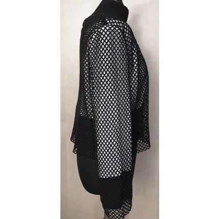 Black Eyelet Cotton Lace Evening Jacket 16 UK